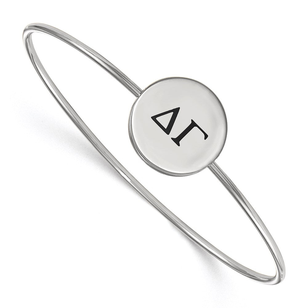 Sterling Silver Rh-plated LogoArt Delta Gamma Enameled Slip-on Bangle