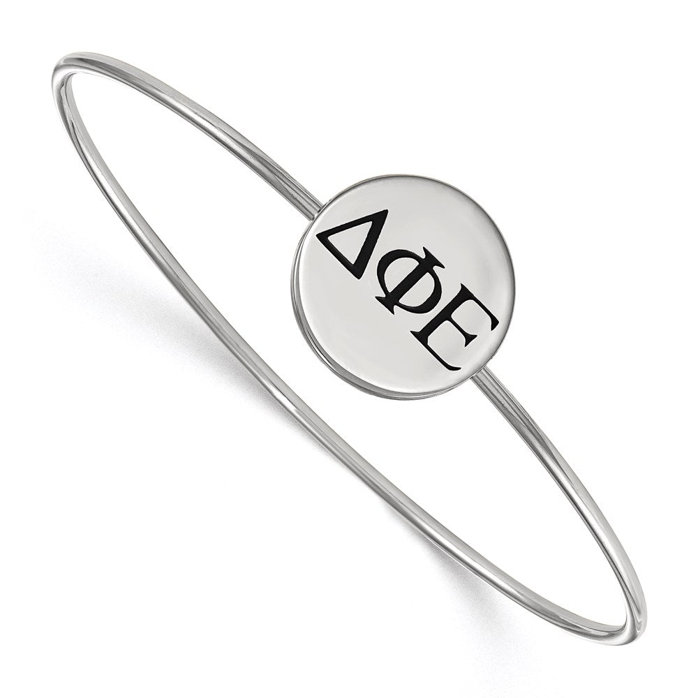 Sterling S. Rh-plated LogoArt Delta Phi Epsilon Enameled Slip-on Bangle