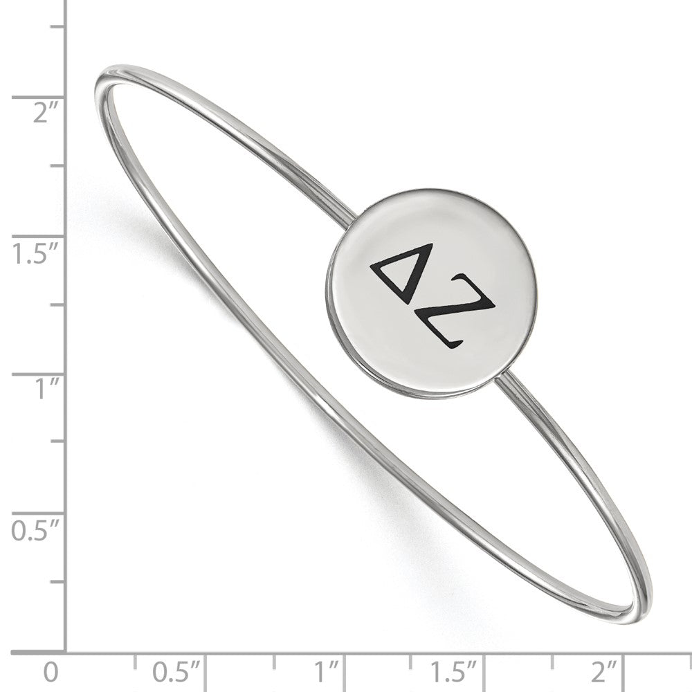 Sterling Silver Rh-plated LogoArt Delta Zeta Enameled Slip-on Bangle