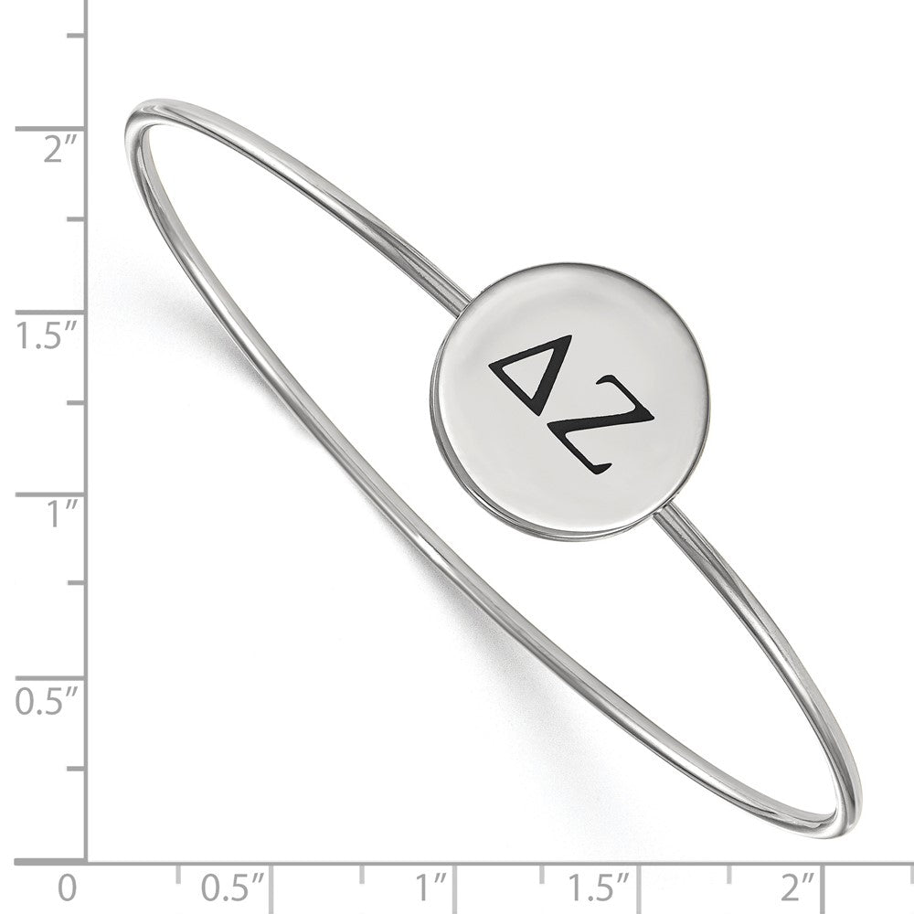 Sterling Silver Rh-plated LogoArt Delta Zeta Enameled Slip-on Bangle