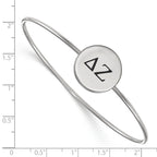 Sterling Silver Rh-plated LogoArt Delta Zeta Enameled Slip-on Bangle