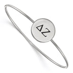 Sterling Silver Rh-plated LogoArt Delta Zeta Enameled Slip-on Bangle