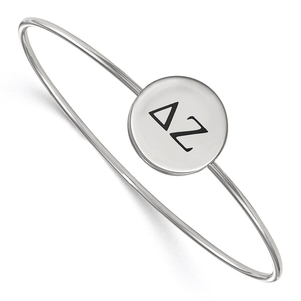 Sterling Silver Rh-plated LogoArt Delta Zeta Enameled Slip-on Bangle