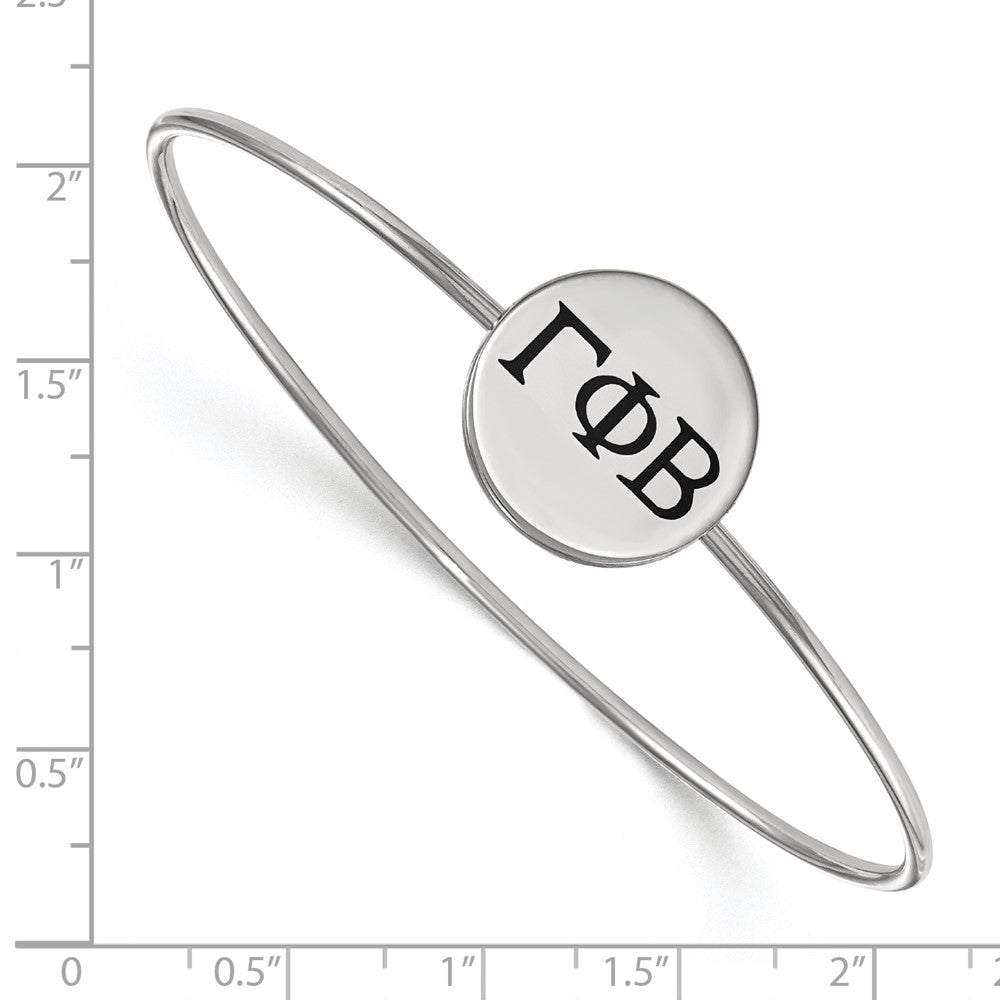 Sterling Silver Rh-plated LogoArt Gamma Phi Beta Enameled Slip-on Bangle