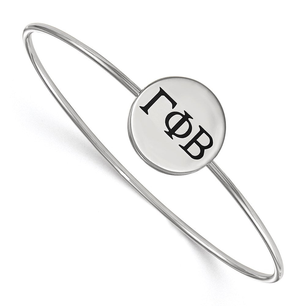 Sterling Silver Rh-plated LogoArt Gamma Phi Beta Enameled Slip-on Bangle