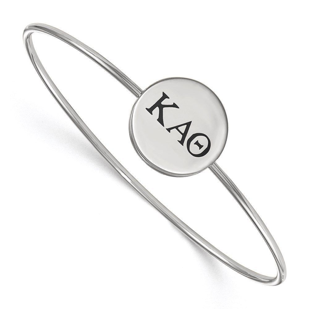 Sterling S. Rh-plated LogoArt Kappa Alpha Theta Enameled Slip-on Bangle