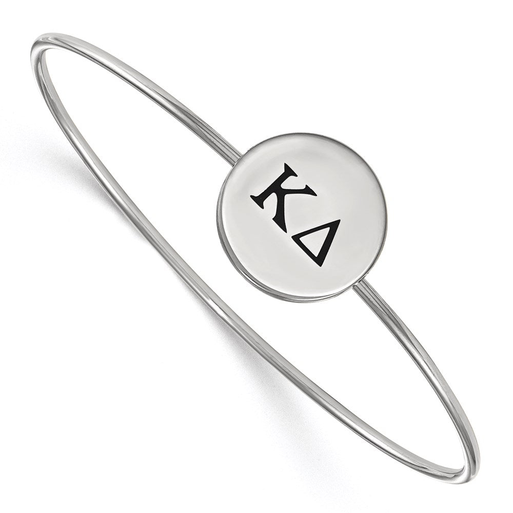 Sterling Silver Rh-plated LogoArt Kappa Delta Enameled Slip-on Bangle
