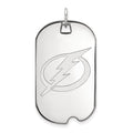 Sterling Silver Rhodium-plated NHL LogoArt Tampa Bay Lightning Large Dog Tag Pendant