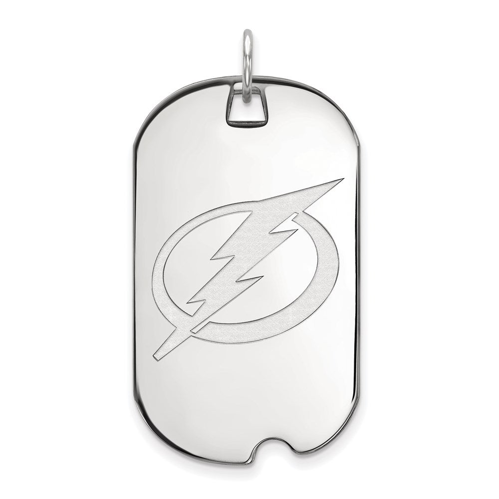 10k White Gold NHL LogoArt Tampa Bay Lightning Large Dog Tag Pendant