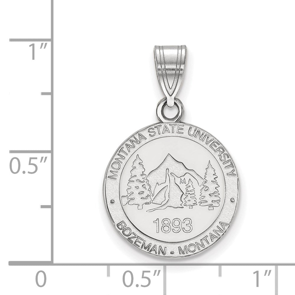 Sterling Silver Rhodium-plated LogoArt Montana State University Medium Crest Pendant