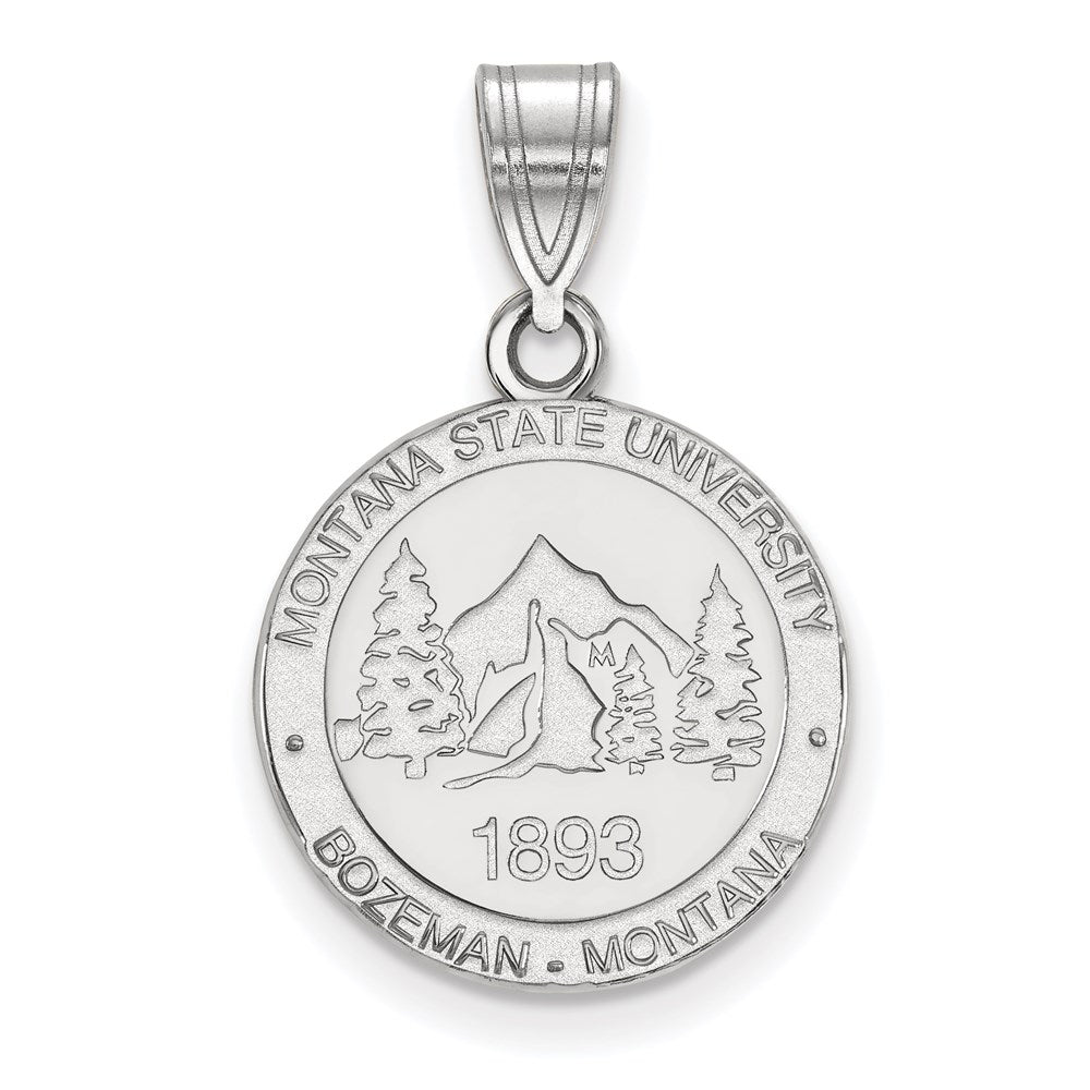 Sterling Silver Rhodium-plated LogoArt Montana State University Medium Crest Pendant