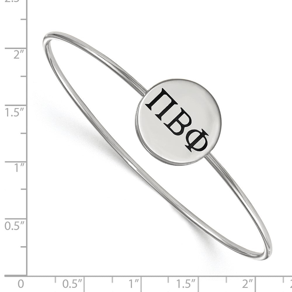 Sterling Silver Rh-plated LogoArt Pi Beta Phi Enameled Slip-on Bangle