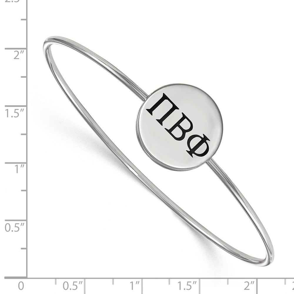 Sterling Silver Rh-plated LogoArt Pi Beta Phi Enameled Slip-on Bangle