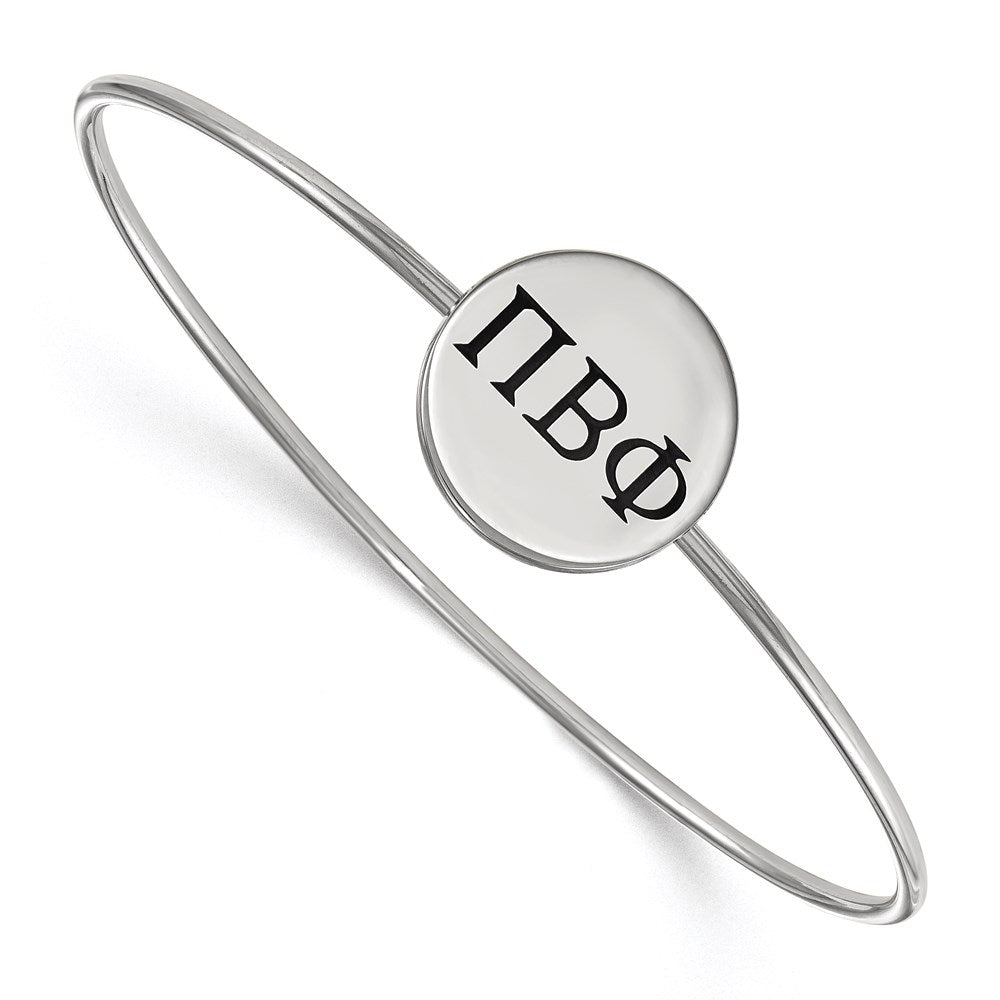 Sterling Silver Rh-plated LogoArt Pi Beta Phi Enameled Slip-on Bangle