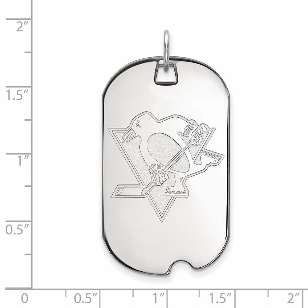 10k White Gold NHL LogoArt Pittsburgh Penguins Large Dog Tag Pendant