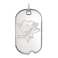 10k White Gold NHL LogoArt Pittsburgh Penguins Large Dog Tag Pendant