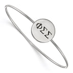 Sterling Silver Rh-plated LogoArt Phi Sigma Sigma Enameled Slip-on Bangle