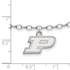Sterling Silver Rhodium-plated LogoArt Purdue University Letter P 9-inch Anklet