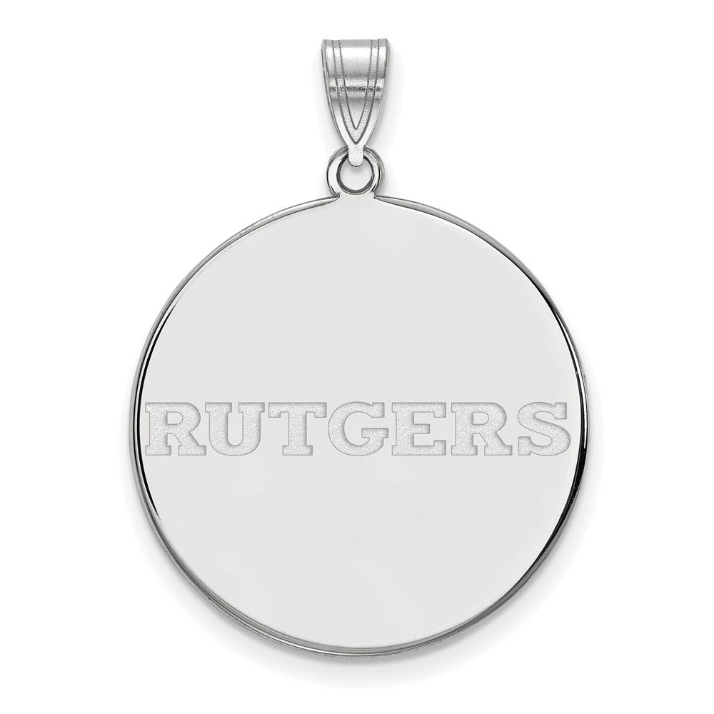 10k White Gold LogoArt Rutgers University Extra Large Disc Pendant