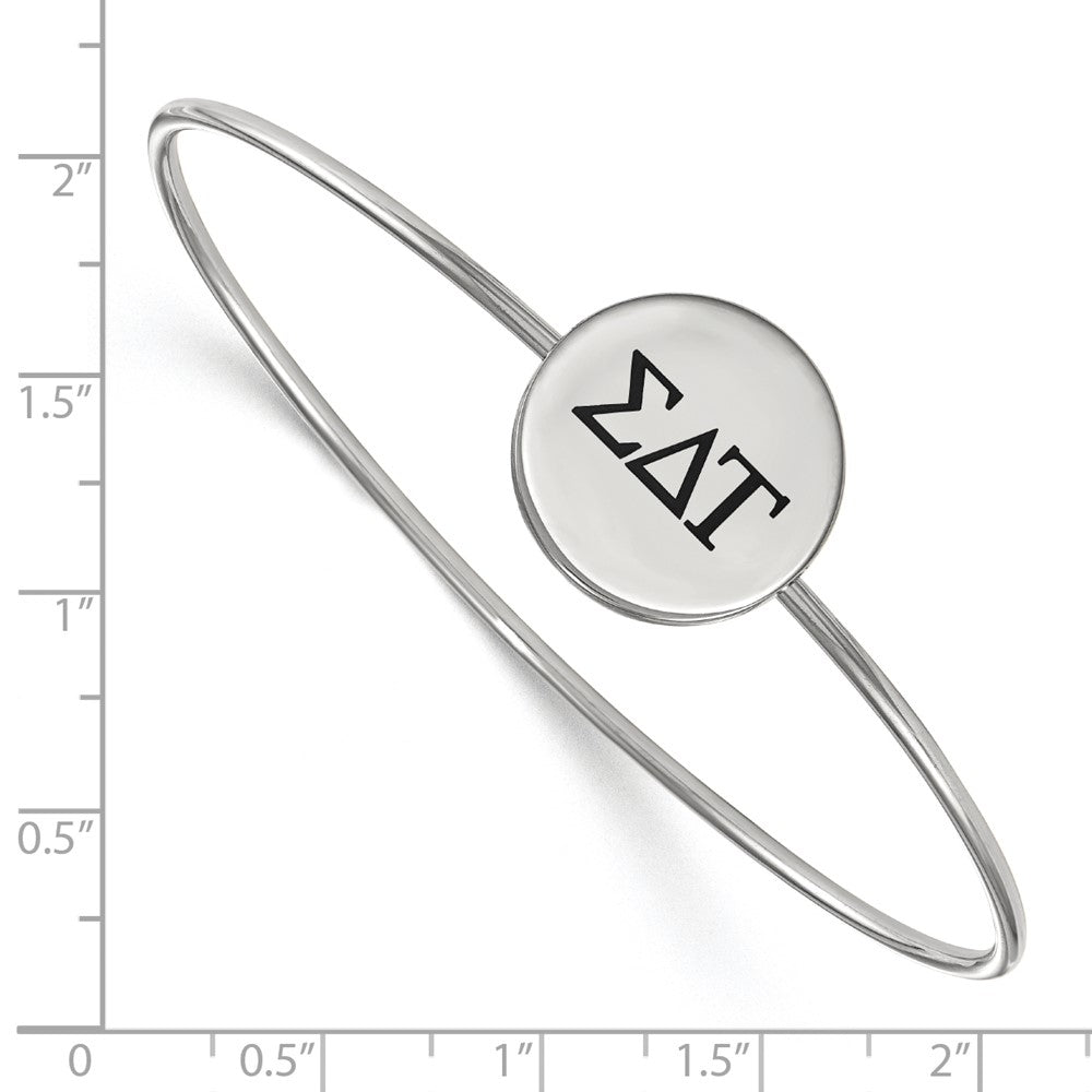 Sterling Silver Rh-plated LogoArt Sigma Delta Tau Enameled Slip-on Bangle