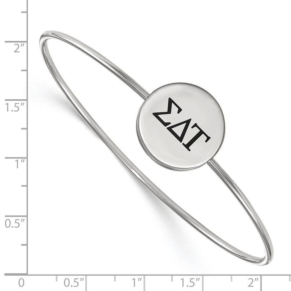 Sterling Silver Rh-plated LogoArt Sigma Delta Tau Enameled Slip-on Bangle