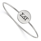 Sterling Silver Rh-plated LogoArt Sigma Delta Tau Enameled Slip-on Bangle