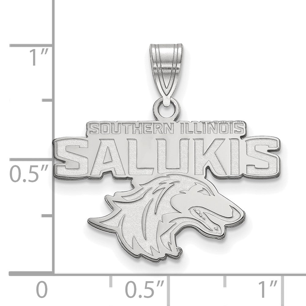 Sterling Silver Rhodium-plated LogoArt Southern Illinois University Salukis Medium Pendant
