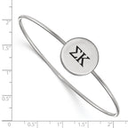 Sterling Silver Rh-plated LogoArt Sigma Kappa Enameled Slip-on Bangle