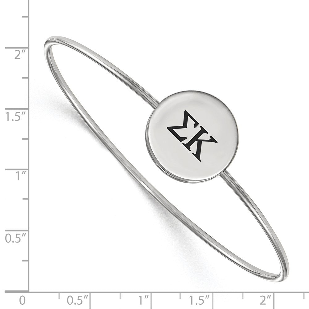 Sterling Silver Rh-plated LogoArt Sigma Kappa Enameled Slip-on Bangle