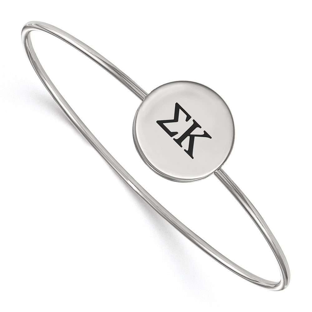 Sterling Silver Rh-plated LogoArt Sigma Kappa Enameled Slip-on Bangle