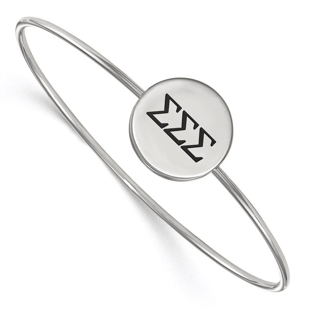 Sterling S. Rh-plated LogoArt Sigma Sigma Sigma Enameled Slip-on Bangle