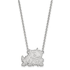 14k White Gold LogoArt Texas Christian University Horned Frog Large Pendant 18 inch Necklace