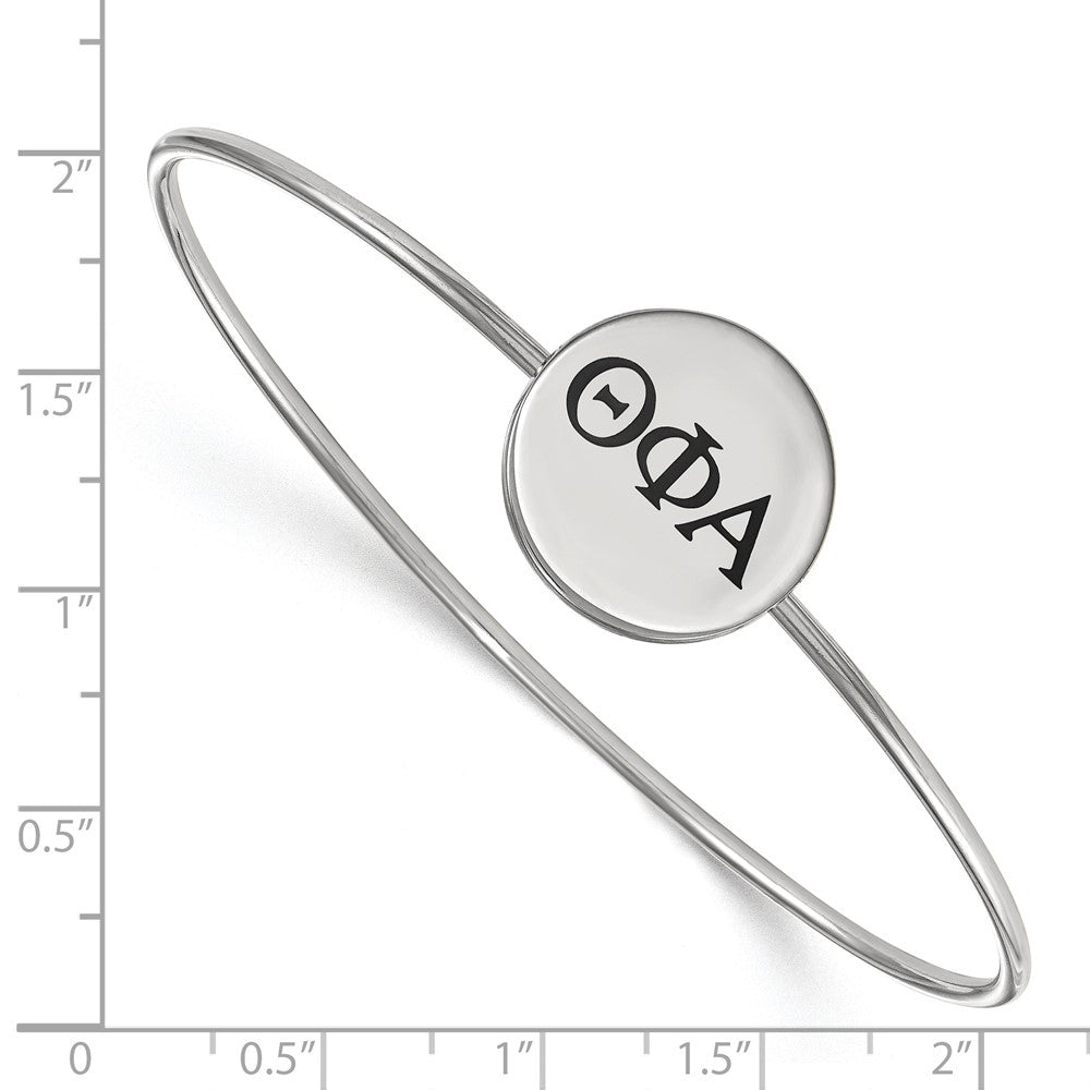 Sterling Silver Rh-plated LogoArt Theta Phi Alpha Enameled Slip-on Bangle