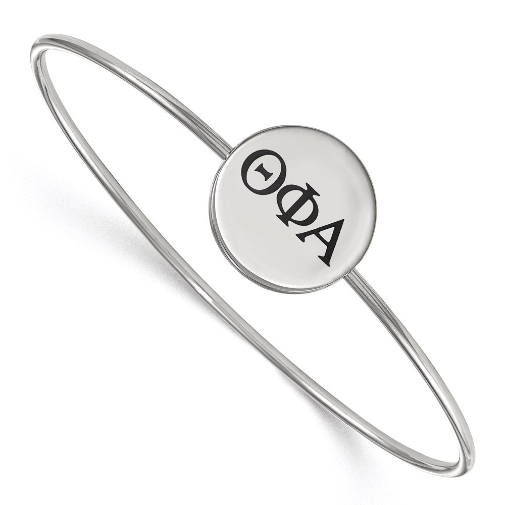 Sterling Silver Rh-plated LogoArt Theta Phi Alpha Enameled Slip-on Bangle