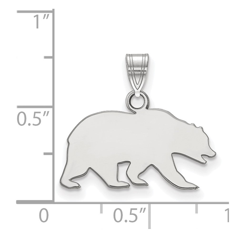 14k White Gold LogoArt University of California Berkeley Bear Small Pendant