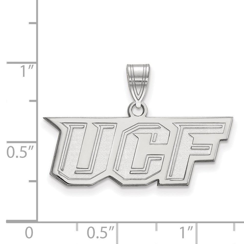 Sterling Silver Rhodium-plated LogoArt University of Central Florida U-C-F Medium Pendant