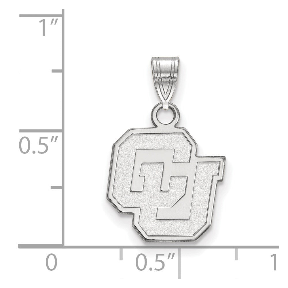 Sterling Silver Rhodium-plated LogoArt University of Colorado C-U Small Pendant