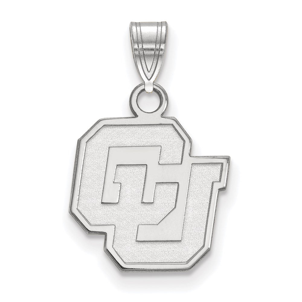 Sterling Silver Rhodium-plated LogoArt University of Colorado C-U Small Pendant