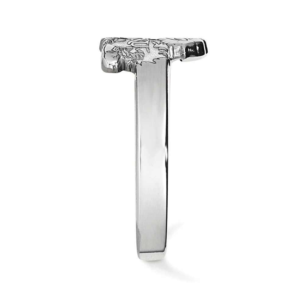 Sterling Silver Rhodium-plated LogoArt University of Kansas Jayhawk Toe Ring
