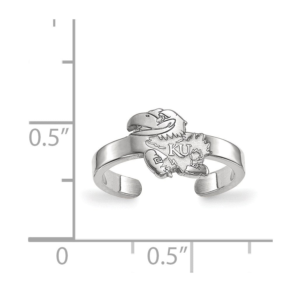 Sterling Silver Rhodium-plated LogoArt University of Kansas Jayhawk Toe Ring