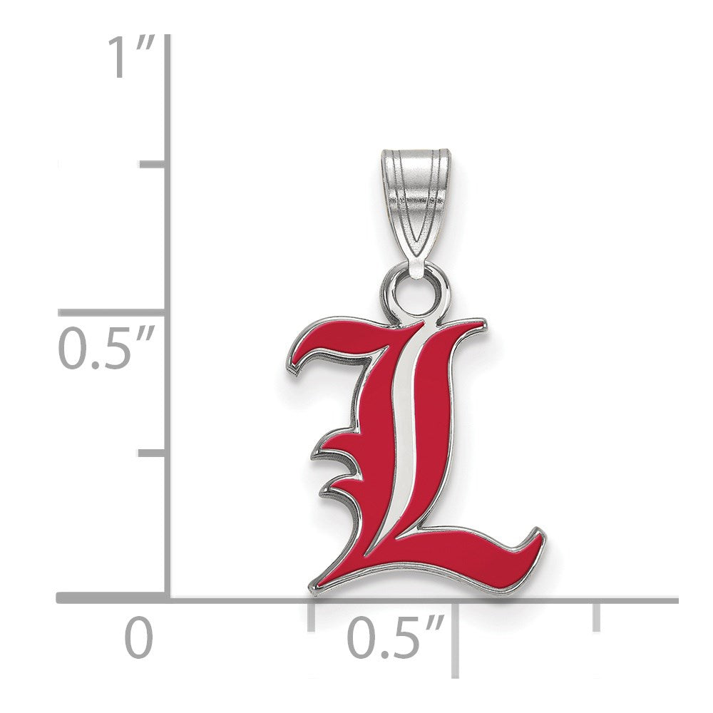 Sterling Silver Rhodium-plated LogoArt University of Louisville Letter L Small Enameled Pendant