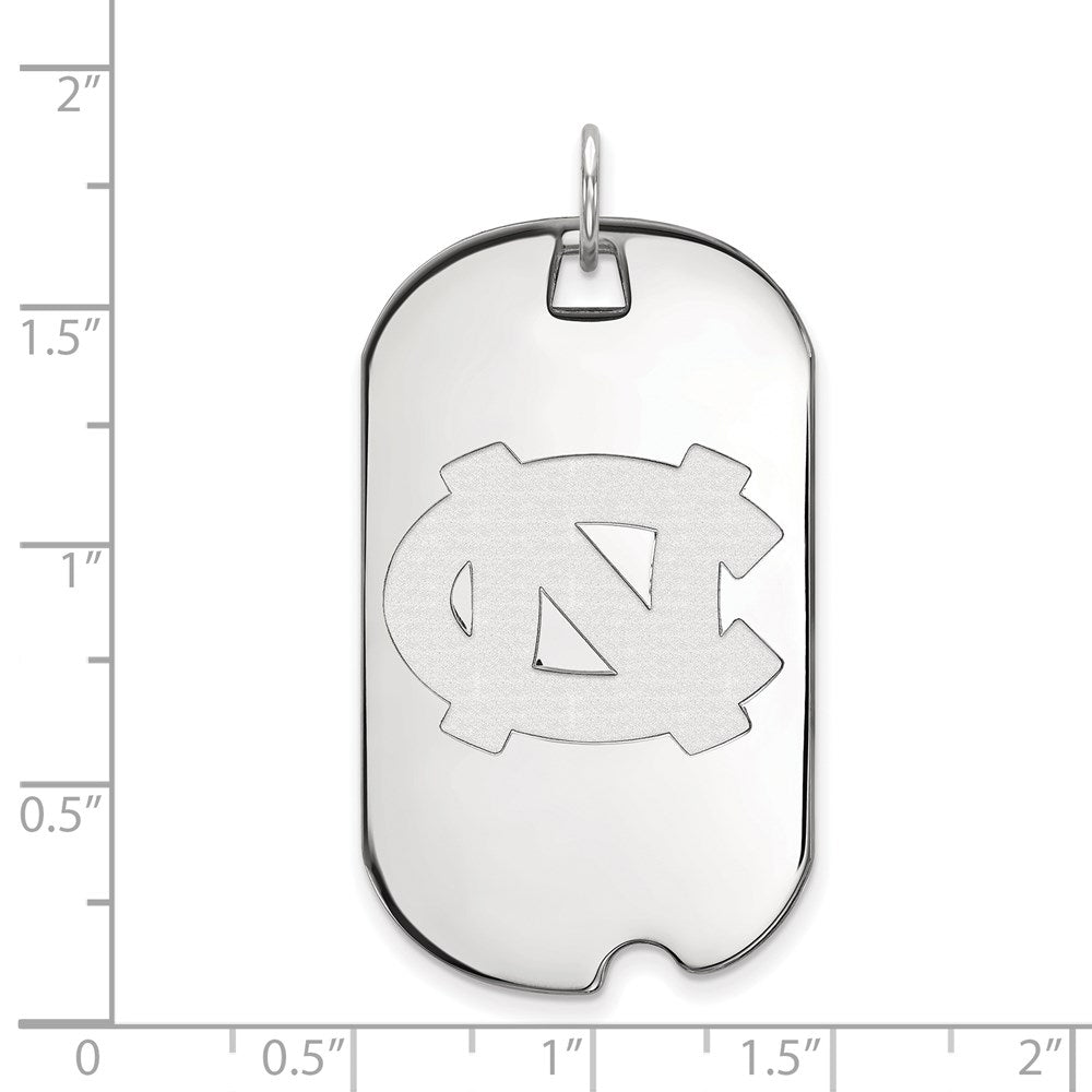 Sterling Silver Rhodium-plated LogoArt University of North Carolina N-C Large Dog Tag Pendant