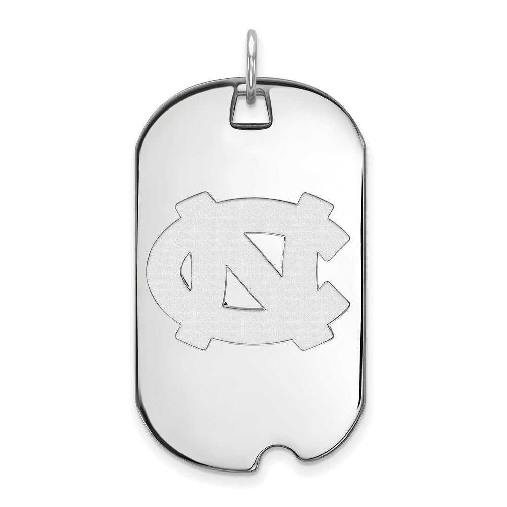 10k White Gold LogoArt University of North Carolina N-C Large Dog Tag Pendant