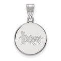 Sterling Silver Rhodium-plated LogoArt University of Nebraska Huskers Medium Disc Pendant