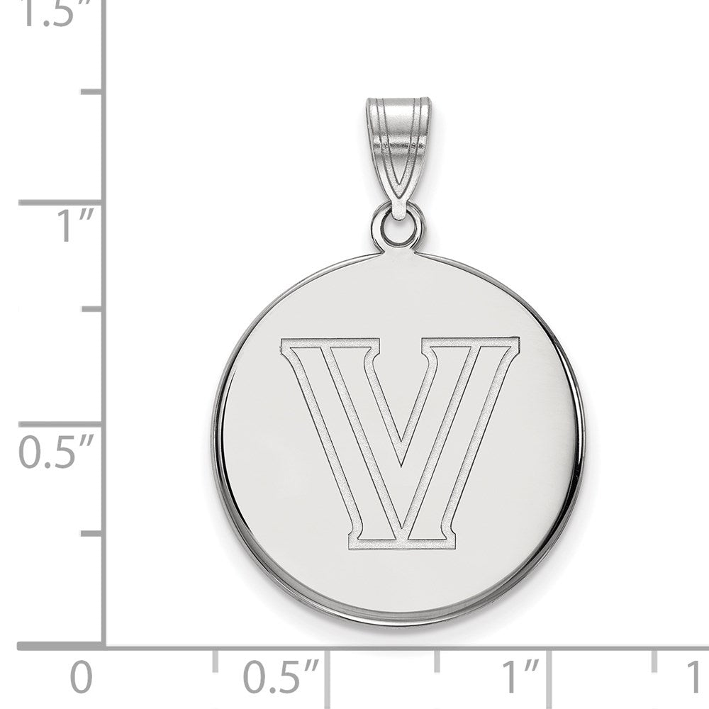 Sterling Silver Rhodium-plated LogoArt Villanova University Letter V Large Disc Pendant