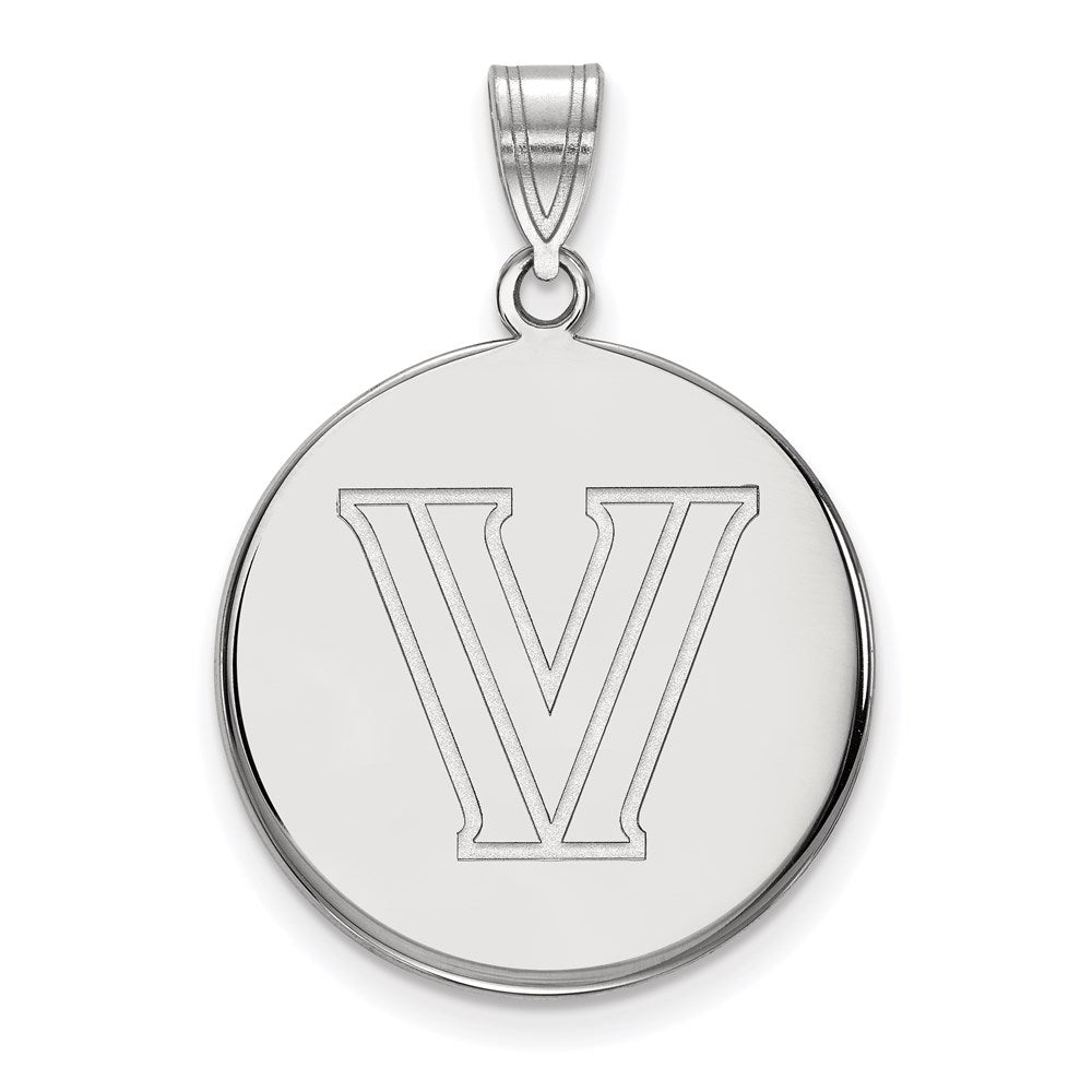 Sterling Silver Rhodium-plated LogoArt Villanova University Letter V Large Disc Pendant