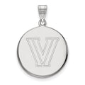 Sterling Silver Rhodium-plated LogoArt Villanova University Letter V Large Disc Pendant