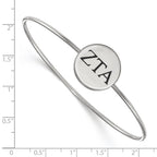 Sterling Silver Rh-plated LogoArt Zeta Tau Alpha Enameled Slip-on Bangle