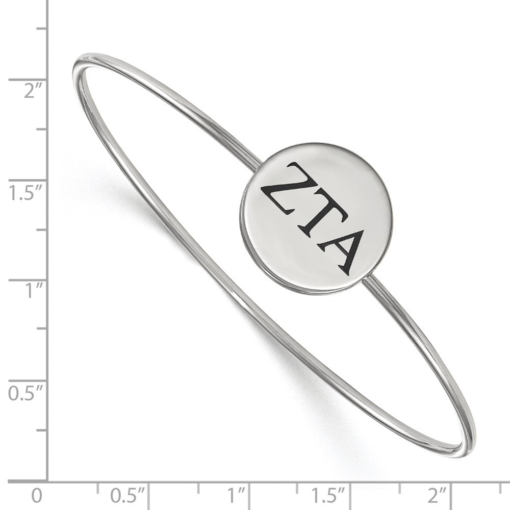 Sterling Silver Rh-plated LogoArt Zeta Tau Alpha Enameled Slip-on Bangle