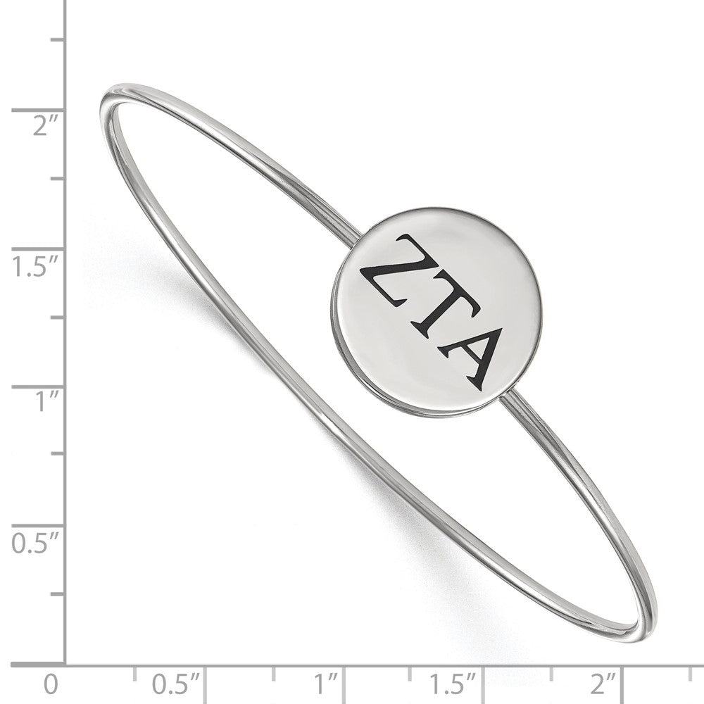 Sterling Silver Rh-plated LogoArt Zeta Tau Alpha Enameled Slip-on Bangle